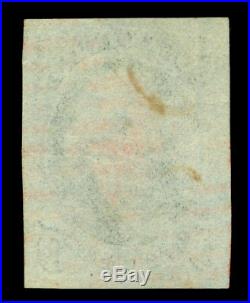 US 1847 Franklin 5c dark red brown, bluish paper Scott #1 used VF red cancel