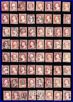 US 1851 3c Washington Plating Lot of 64 Stamps (002)