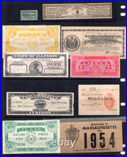 US 1890-1930s COLLECTION OF 91 REVENUES, FEDERAL & STATE INCLUDES ALASKA