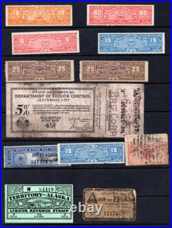 US 1890-1930s COLLECTION OF 91 REVENUES, FEDERAL & STATE INCLUDES ALASKA