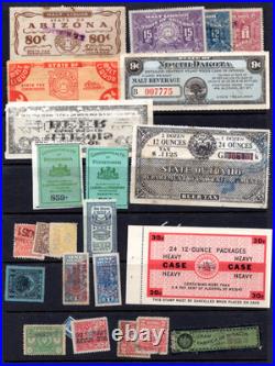 US 1890-1930s COLLECTION OF 91 REVENUES, FEDERAL & STATE INCLUDES ALASKA