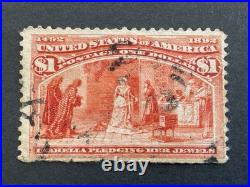 US 1893 Columbus $1 Expo Stamp Salmon Scott #241 ULH see scans Sg246 Cat £750 US 1893 Columbus $1 Expo Stamp Salmon Scott #241 ULH see scans Sg246 Cat £750