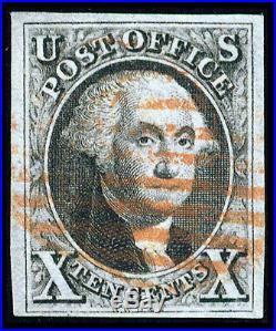 US #2 var 10¢ WASHINGTON, XF-USED, RARE E VARIETY, CV $2,150