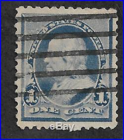 US #219 (1890) 1c Benjamin Franklin Blue Used EFO Fame on L1 VF