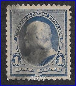 US #219v (1890) 1c Benjamin Franklin Blue Used EFO Flame on 1s XF/S