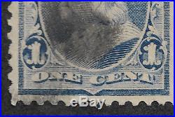 US #219v (1890) 1c Benjamin Franklin Blue Used EFO Flame on 1s XF/S