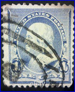 US #219v (1890) 1c Benjamin Franklin Blue Used-VF- Flame on 1s-Rare