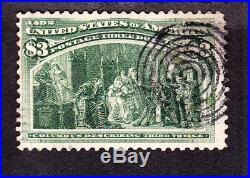 US 243 $3 Columbian Expo Used F-VF with 7 Ring Target Cancel & PSE Cert SCV $800+