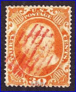 US 38 30c Franklin Used VF with Red Grid Cancel SCV $475