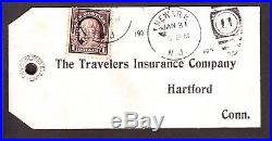 US 518 $1 Franklin Perf In on Parcel Tag