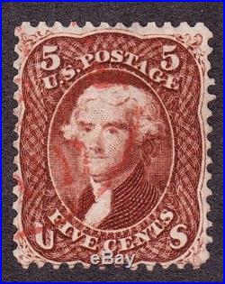 US 75 5c Jefferson Used appr with Red CDS Cancel SCV $500