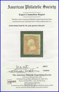 US 82 (1867) 3c'B' Grill CV $1,000,000 Ext RARE #65 withfake grill & cert