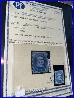 US #86 1c BENNY BOY E GRILL MASS MA CANCEL VF/XF DEEP BLUE 1867 STAMP + PF CERT US #86 1c BENNY BOY E GRILL MASS MA CANCEL VF/XF DEEP BLUE 1867 STAMP + PF CERT