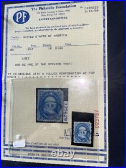 US #86 1c BENNY BOY E GRILL MASS MA CANCEL VF/XF DEEP BLUE 1867 STAMP + PF CERT US #86 1c BENNY BOY E GRILL MASS MA CANCEL VF/XF DEEP BLUE 1867 STAMP + PF CERT