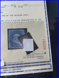 US #86 1c BENNY BOY E GRILL MASS MA CANCEL VF/XF DEEP BLUE 1867 STAMP + PF CERT US #86 1c BENNY BOY E GRILL MASS MA CANCEL VF/XF DEEP BLUE 1867 STAMP + PF CERT