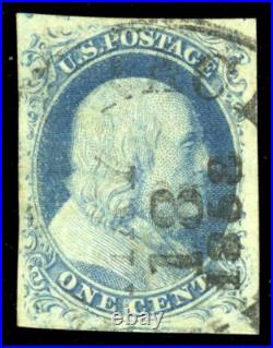 US # 9 1¢ Franklin, XF Used, 4 margins, CDS