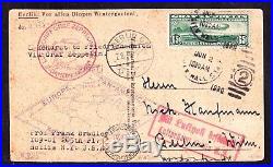 US C13 65c Graf Zeppelin on Broadway Picture Post Card to Berlin, GM VF SCV $175