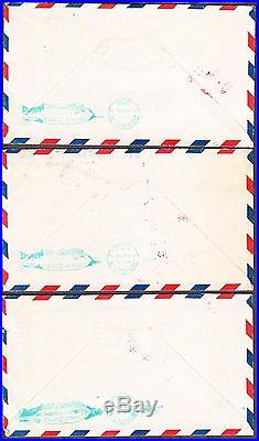 US C13-C15 Set of Matched Flight Covers SCV $2010 As Used Single Stamps