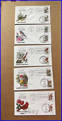 US FDC Collins Hand-Painted #1953 Set 50 State Birds Flowers 1982