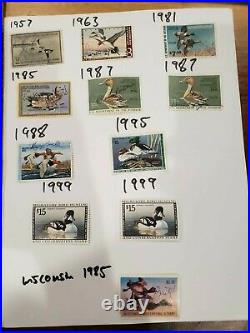 US FEDERAL DUCK STAMP COLLECTION RW1-RW50 1934-1984 (61pcs-Duplicates, Extras)