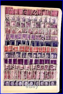 US Old Stamp Collection 10,000+ Used in Overstuffed Blue Ribbon Stock Book Album