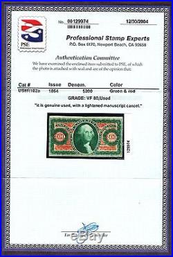 US R102a $200 Internal Revenue Imperforate Used VF with PSE Cert 80 SCV $3000