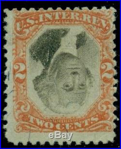 US #R135b 2¢ orange & black, INVERTED CENTER, used withcut cancel