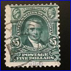 US Regular Issues Scott #313 1903 $5 Marshall Scarce Used $800