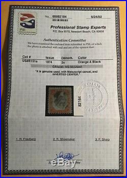 US Revenue Stamp Scott #R151a Used INVERTED CENTER withClean PSE Cert SCV $800