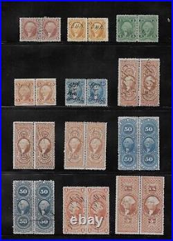 US Revenue Stamps 1862-71 First Issue (1c-$5) Used Horizontal Pairs 12 Diff