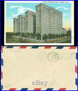 US SCOTT #C13-14 Zeppelins on Detroit Postcard & Cover to Germany, garyposner