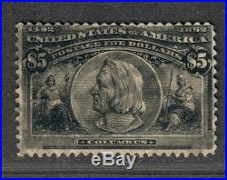 US Sc#245 Used/F, $5 Columbian Stamp, Fault Free, Cv. $1150