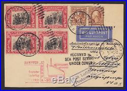 US Sc 354 Coil Pair, 651 Block on 1931 Sea Post Card VF