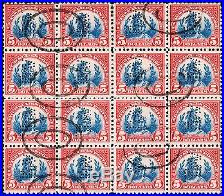 US Sc# 573 USED -XF- BLOCK OF 16 BEAUTY SCARCE MULTIPLES $5 FREEDOM STATUE