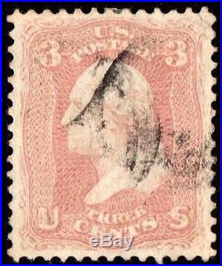 US Sc# 85C USED -XF- CENTERED Z GRILL BEAUTY & RARE 3c OF 1867 CV$ 3,500
