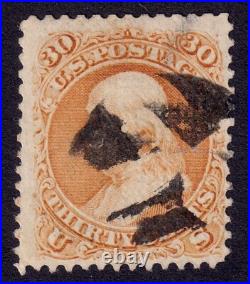 US Scott 100, 1868 Franklin, 30c orange, USED