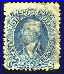 US Scott 101 Used 90c Blue PSAG Cert 1869 AA012 bhmstamps