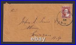 US Scott 10A(8L0) (Cover) 18th Nov 1851, Washington, 3c deep orange brown, USED