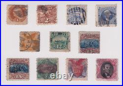 US Scott #112-122 Stamp Set. Clean Cancels, Clear Grills, Used CV $4766