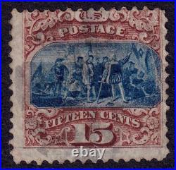 US Scott 118, 1869 Landing of Columbus (Type I), 15c brown & blue, FINE USED