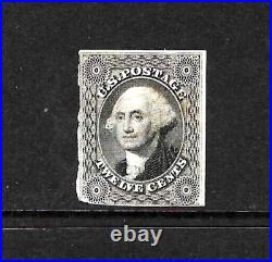 US Scott # 17, black, 12 cent Washington, Used with gum, light red cancel, F/VF