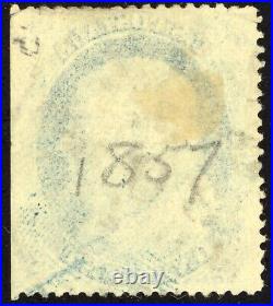 US Scott 20 Used 1c Blue Type II, Plate 12, Cert cancel 7/30/1861 AA010 bhmstamp