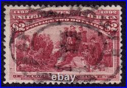 US Scott 242, 1893 Columbus in Chains, $2 brown red, USED