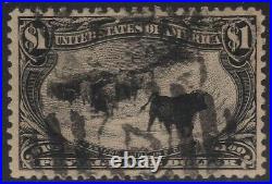 US Scott # 292 $1 Cattle in Storm Used / VF Centering / Sound