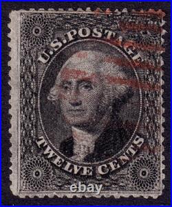 US Scott 36, 1857 Washington, 12c black, FINE USED