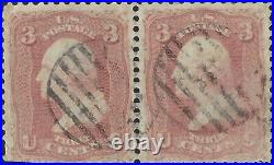 US Scott #64 Pair Used VF Pink 1871 3 Cent George Washington Stamp