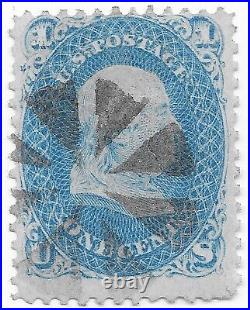 US Scott #92 Stamp Used F Grill with Geometric Cancel SCV $425