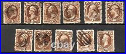 US Scott O72-O82 Used Treasury Official Set 11 Stamps SCV $222