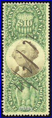 US Scott R149 Used $10 green and black int Rev G. Wash Lot MS056 bhmstamps