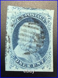 US Stamp 1851 Scott #7 1c Blue Franklin #7 JUMBO